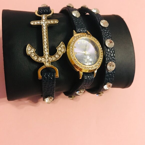 COTE D\'AZUR LADIES GOLD TONE WRAP QUARTZ WATCH WITH CRYSTALS AND RHINESTONES main image 6